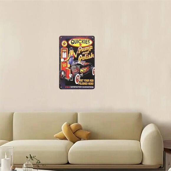 Metal Sign • Sexy Pinup Girl •Quickies Pump & Polish •Get Your Rod Polished Here - Picture 3 of 8